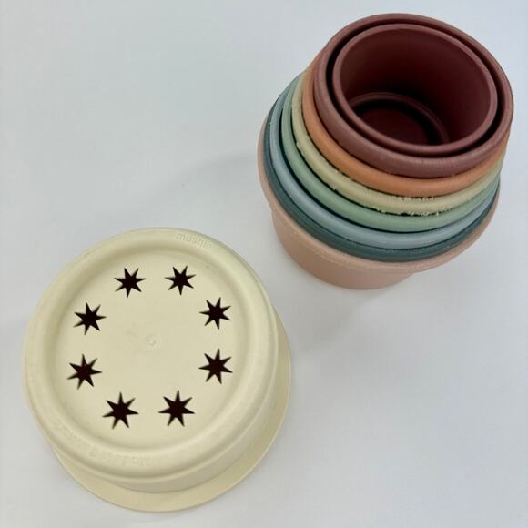 Mushie Original 8 piece Baby Stacking Cups Neutral Tone Unisex Kids Nesting Toy - Picture 6 of 7